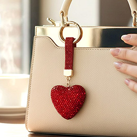 Bling Studded Heart Bag Charm Keychain