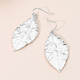 Sculpted Metal Leaf Dangle Earrings