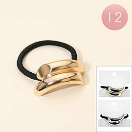 12PCS - Sculpted Curved Metal Plate Accent Stretch Hairbands