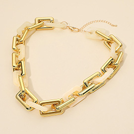Chunky Geometric Resin Link Statement Necklace