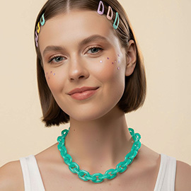 Chunky Resin Chain Link Statement Necklace