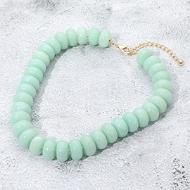 Chunky Marbled Resin Disc Beaded Statement Necklace