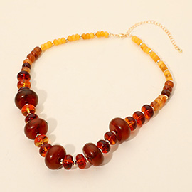 Chunky Marbled Round Beaded Necklace