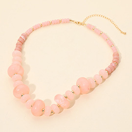 Chunky Marbled Round Beaded Necklace
