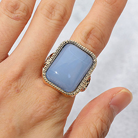Vintage Inspired Rectangular Stone Accent Statement Ring