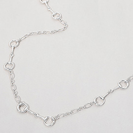 Metal Horsebit Link Long Necklace