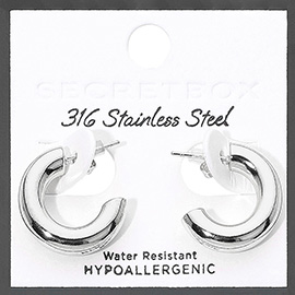 SECRET BOX_Stainless Steel Think Hoop Earrings