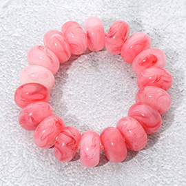 Chunky Marbled Rounded Pebble Beaded Stretch Bracelet