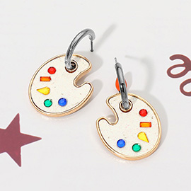 Enamel Artist Palette Drop Dangle Earrings