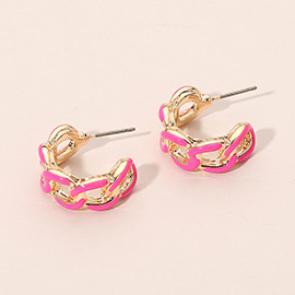 Enamel Chain Hoop Earrings