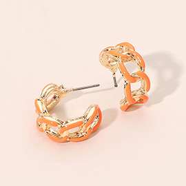 Enamel Chain Hoop Earrings