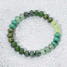 Resin Pebble Beaded Stretch Bracelet