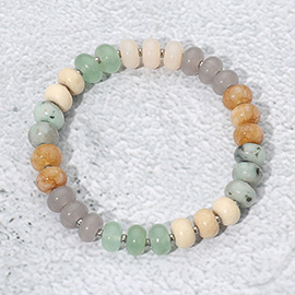 Resin Pebble Beaded Stretch Bracelet