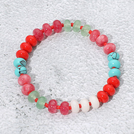Resin Pebble Beaded Stretch Bracelet