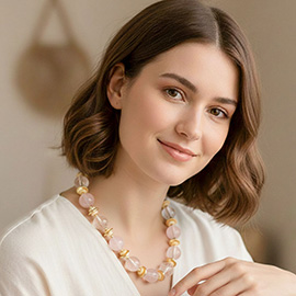 Abstract Marbled Resin Ball Beaded Necklace