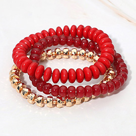 3PCS - Beaded Stackable Stretch Multi Layered Bracelets