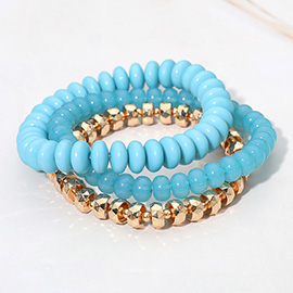 3PCS - Beaded Stackable Stretch Multi Layered Bracelets
