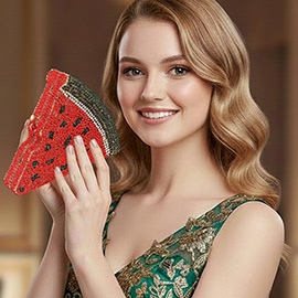Crystal Rhinestone Embellished Watermelon Slice Evening Clutch Shoulder Bag