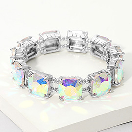 Cushion Square Stone Stretch Evening Bracelet