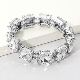 Cushion Square Stone Stretch Evening Bracelet