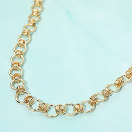 Metal Wrapped Ring Link Chain Necklace