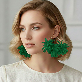 Oversized Fabric Floral Petal Statement Hoop Earrings