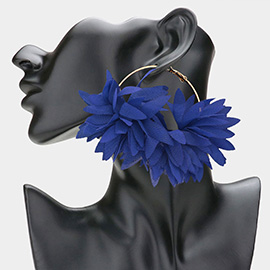 Oversized Fabric Floral Petal Statement Hoop Earrings