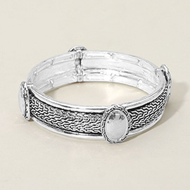 Antique Metal Oval Accent Stretch Bracelet