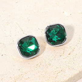 Square Cut Gem Evening Stud Earrings