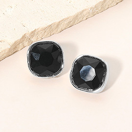 Square Cut Gem Evening Stud Earrings
