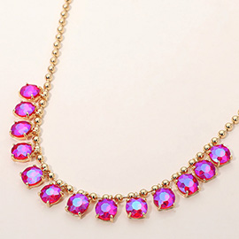 Cushion Teardrop Round Stone Link Evening Necklace
