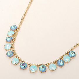 Cushion Teardrop Round Stone Link Evening Necklace