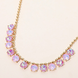 Cushion Teardrop Round Stone Link Evening Necklace