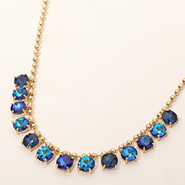 Cushion Teardrop Round Stone Link Evening Necklace