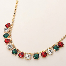 Cushion Teardrop Round Stone Link Evening Necklace