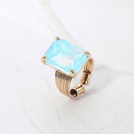 Emerald Cut Stone Adjustable Ring