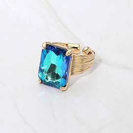 Emerald Cut Stone Adjustable Ring