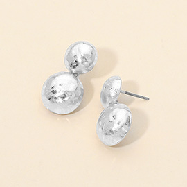 Hammered Metal Double Dome Dangle Earrings