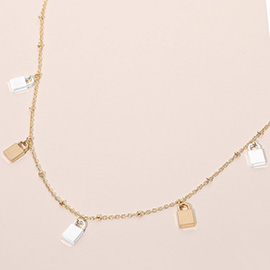Mini Padlock Charm Station Necklace