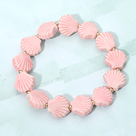 Ceramic Shell Beaded Stretch Bracelet