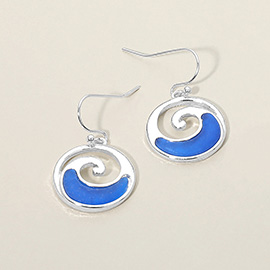 Sea Glass Ocean Wave Swirl Charm Drop Dangle Earrings