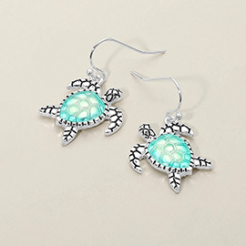 Sea Turtle Charm Drop Dangle Earrings