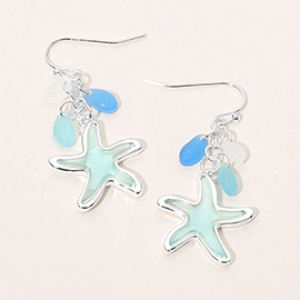 Sea Glass Starfish Drop Dangle Earrings
