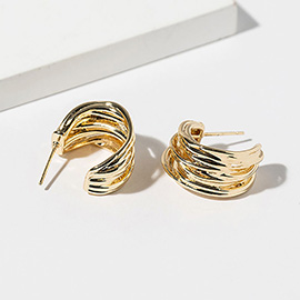 Gold Dipped Layered Curve Hoop Earrings
