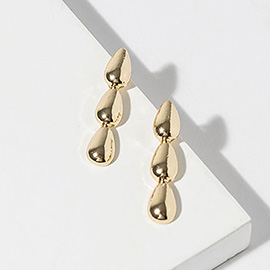 Gold Dipped Triple Teardrop Link Drop Earrings