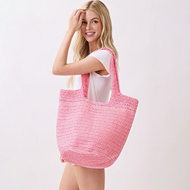 Round Bottom Handmade Strap Woven Straw Tote Bag
